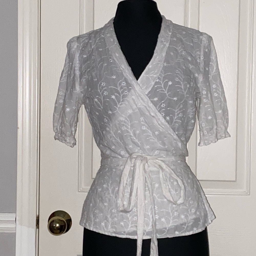 White wrap around blouse